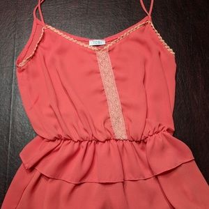 ** 6 /$10** EUC coral spaghetti strap ruffle tank